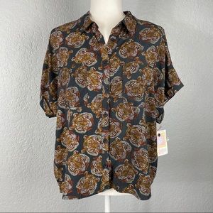 Button down dolman top - Tiger print